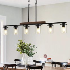 Alternative view of Discount Kitchen Lighting, Black Modern Rustic Wood Ceiling Pendant Light Fixtures