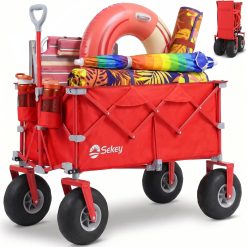 Discount Sekey Heavy Duty Beach Wagon with 9 Big Sand-Proof Wheels " 600lb Capacity, 200L Oversized Foldable Cart