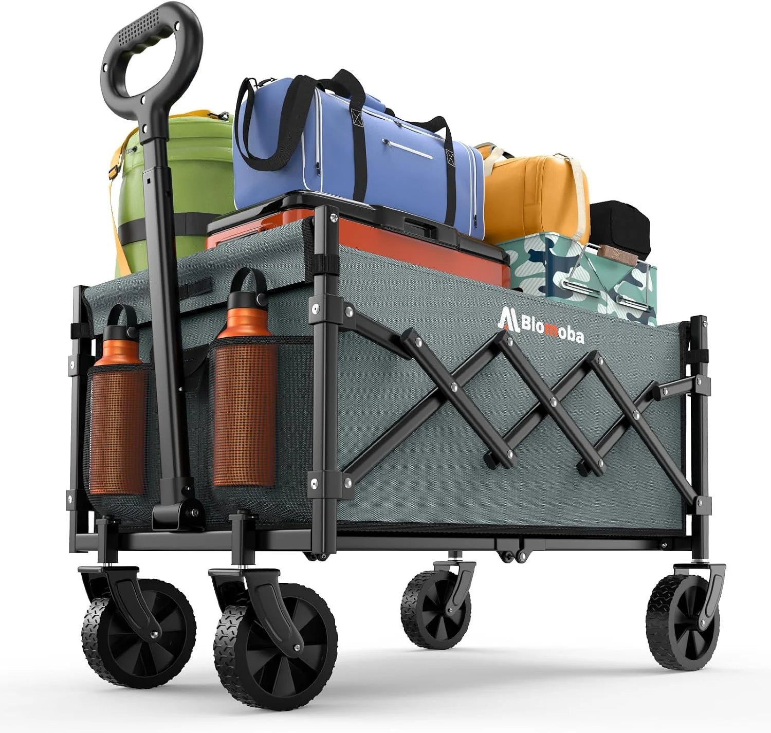 Special Blomoba Folding Wagon Cart with Wheels, 220lbs Utility Wagon Cart, Black - Image 9