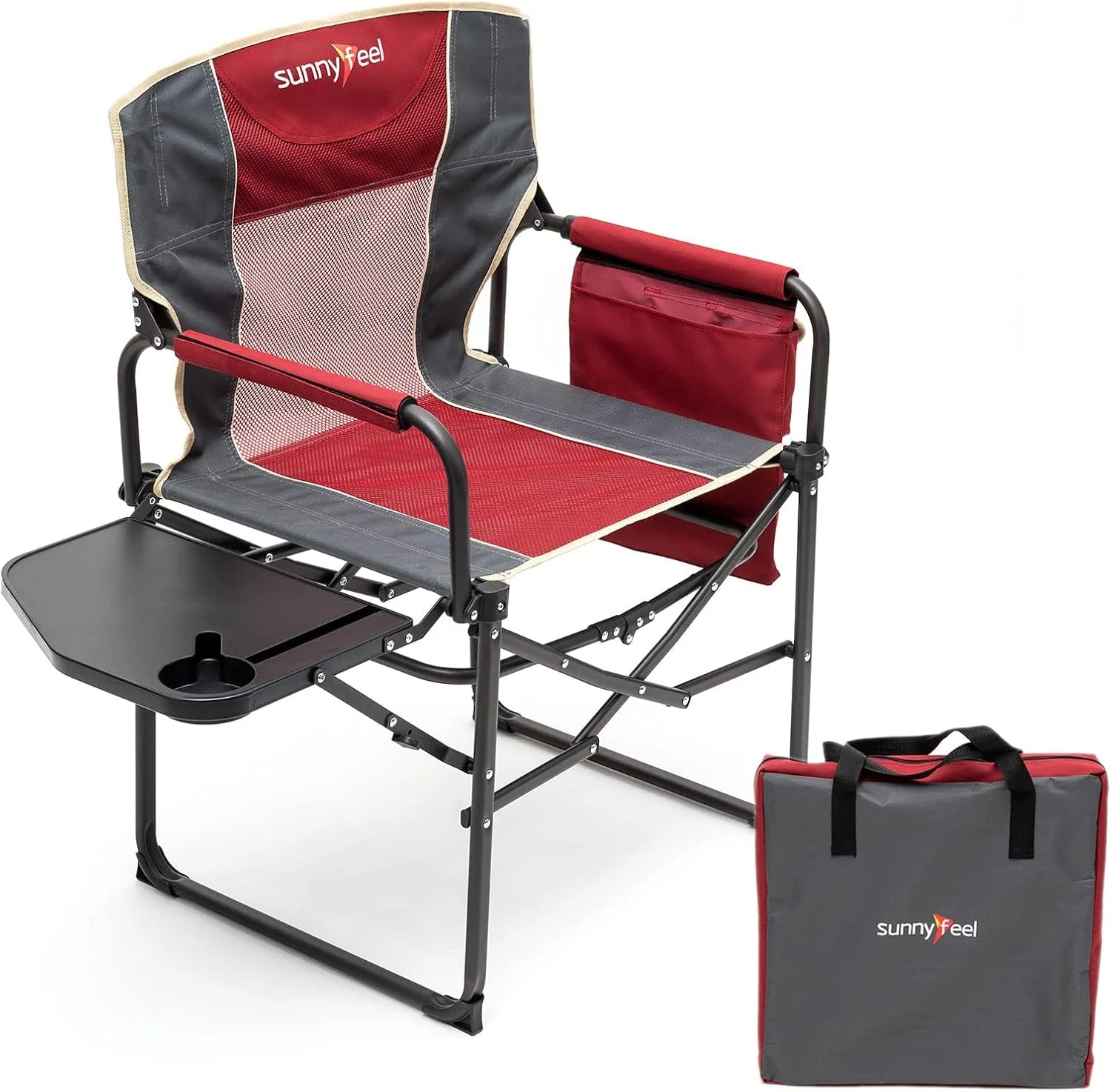 Discount SUNNYFEEL Camping Directors Chair, Heavy Duty, Oversized Portable Folding Chair with Side Table - Image 16