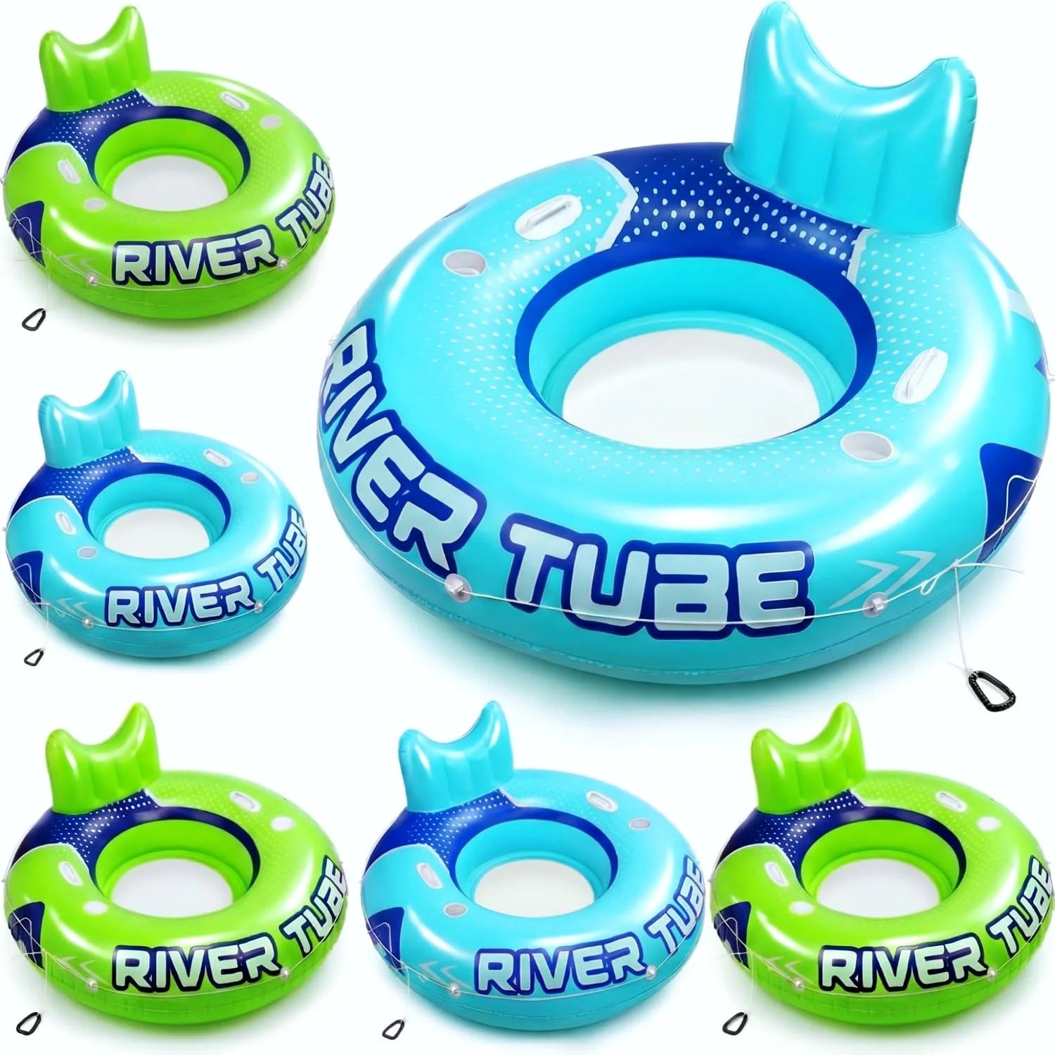 Discount Glimin 2 Pcs Green Blue 53 Heavy Duty River Tube Float Inflatable Pool Floating Tube for Adult Large River Raft Water - Image 6