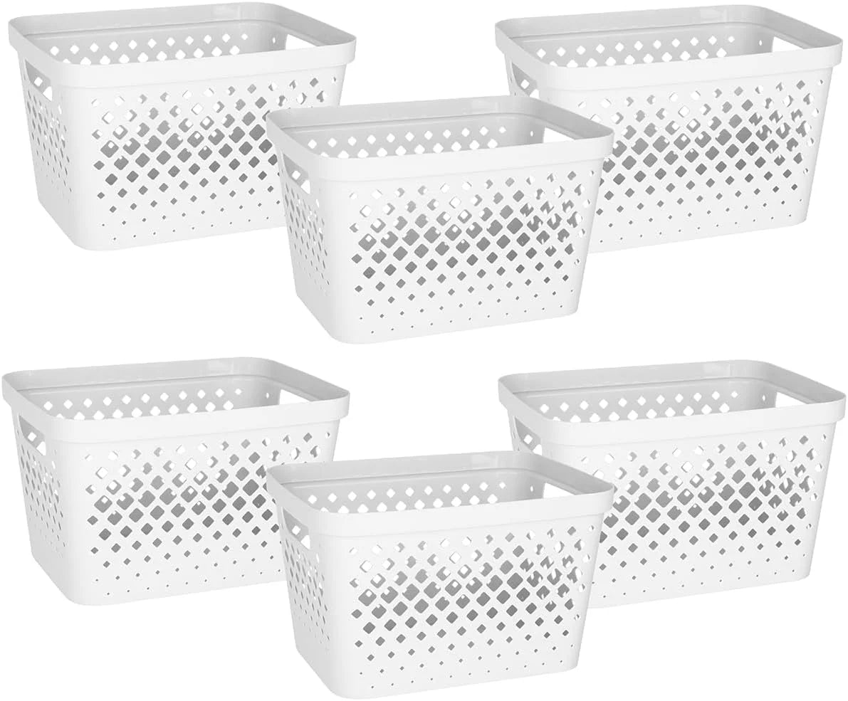 Discount Plastic Baskets for Organizing, Set of 6, Pantry Storage for Under Counter, Linen Closet, and Bathroom, Nesting - Image 9