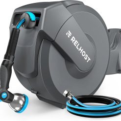 Discount Retractable Garden Hose Reel, 1/2 in x 100 ft Wall Mount Heavy Duty Hose Reel with Any-Length Lock