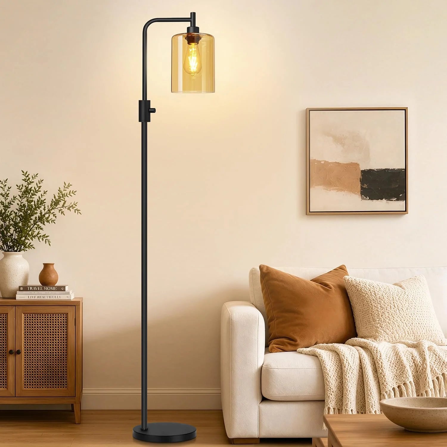 Discount Dimmable Floor Lamp for Living Room with Clear Glass Lampshade, Bulb Included, 900LM, Arc Standing Tall Lamp for Bedroom - Image 14
