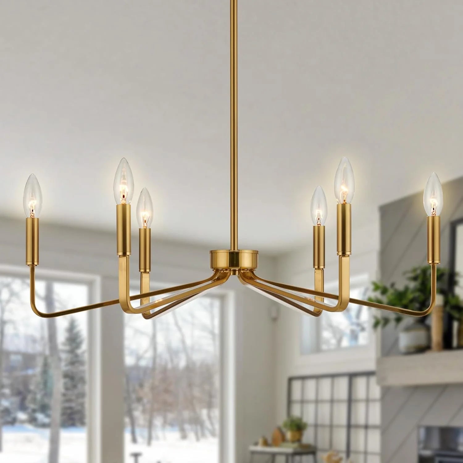 Discount ACANER 6-Light Brushed Gold Farmhouse Chandelier for Dining Room - Image 6