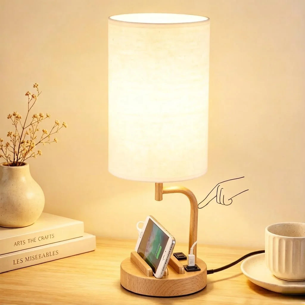 Discount Dreamholder Touch Control USB Table Lamp with USB C/A & AC Outlet, Dimmable, Bulb Included - Image 5