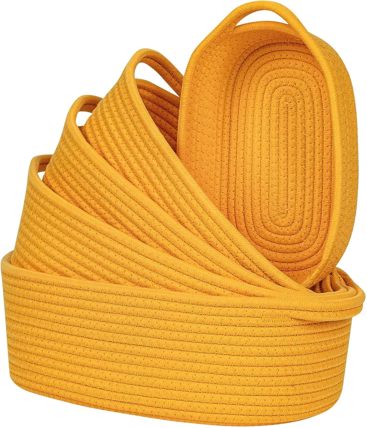 Discount Storage Basket Cotton Rope Organizer Baskets for Shelves, Set of 5 Decorative Closet Storage Bins - Image 5