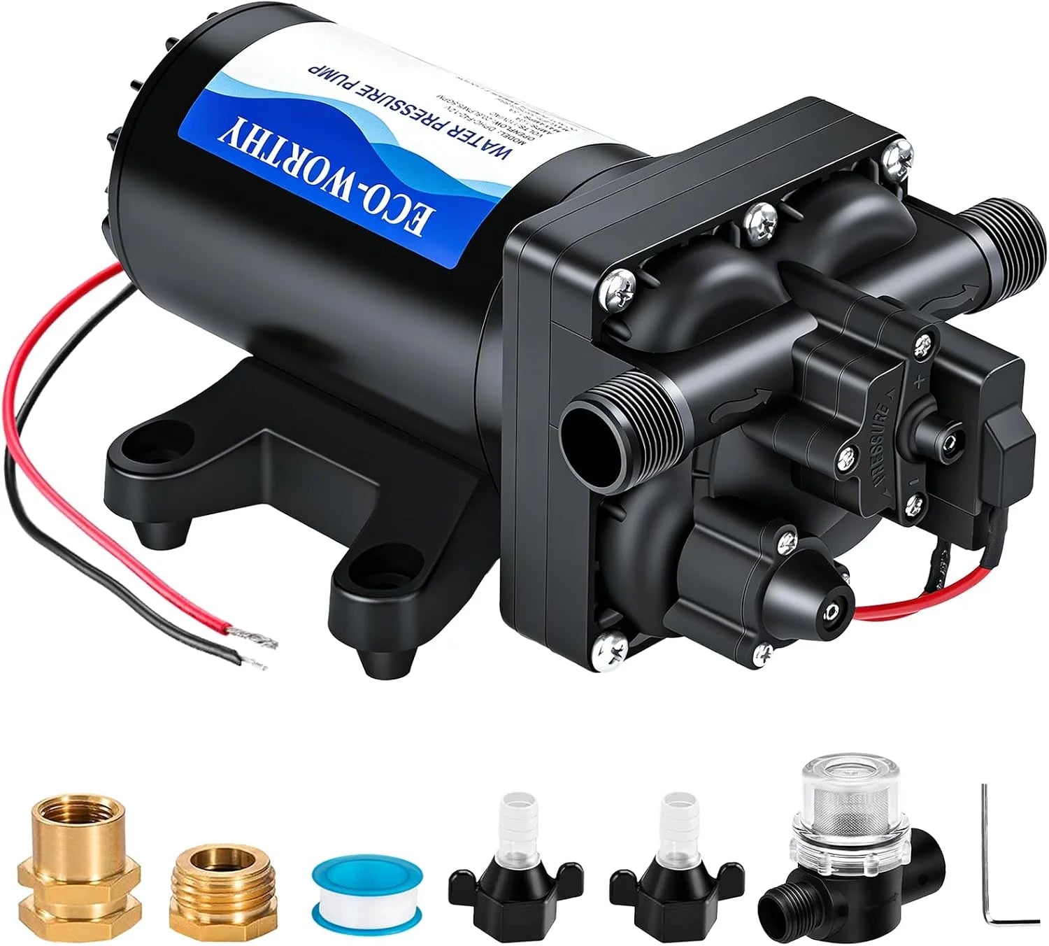 Discount 33-Series Industrial Water Pressure Pump 110V AC 4.0GPM 50PSI RV Fresh Water Diaphragm Pump include Garden - Image 3