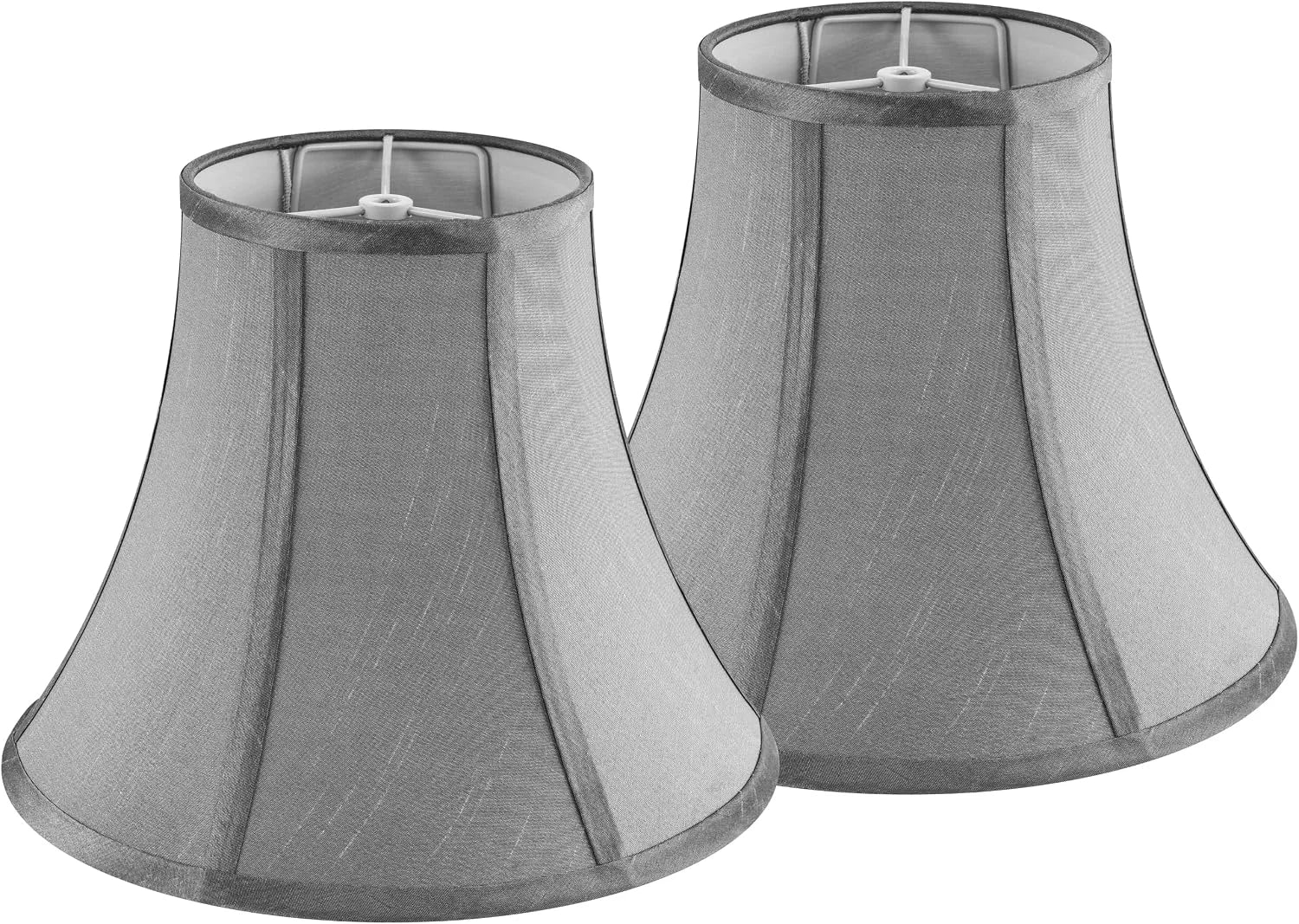 Discount White Bell Lamp Shades Set of 2 Medium Shade 6.7“Top x 13“Bottom x 10“High(Spider) Traditional Lampshade - Image 5