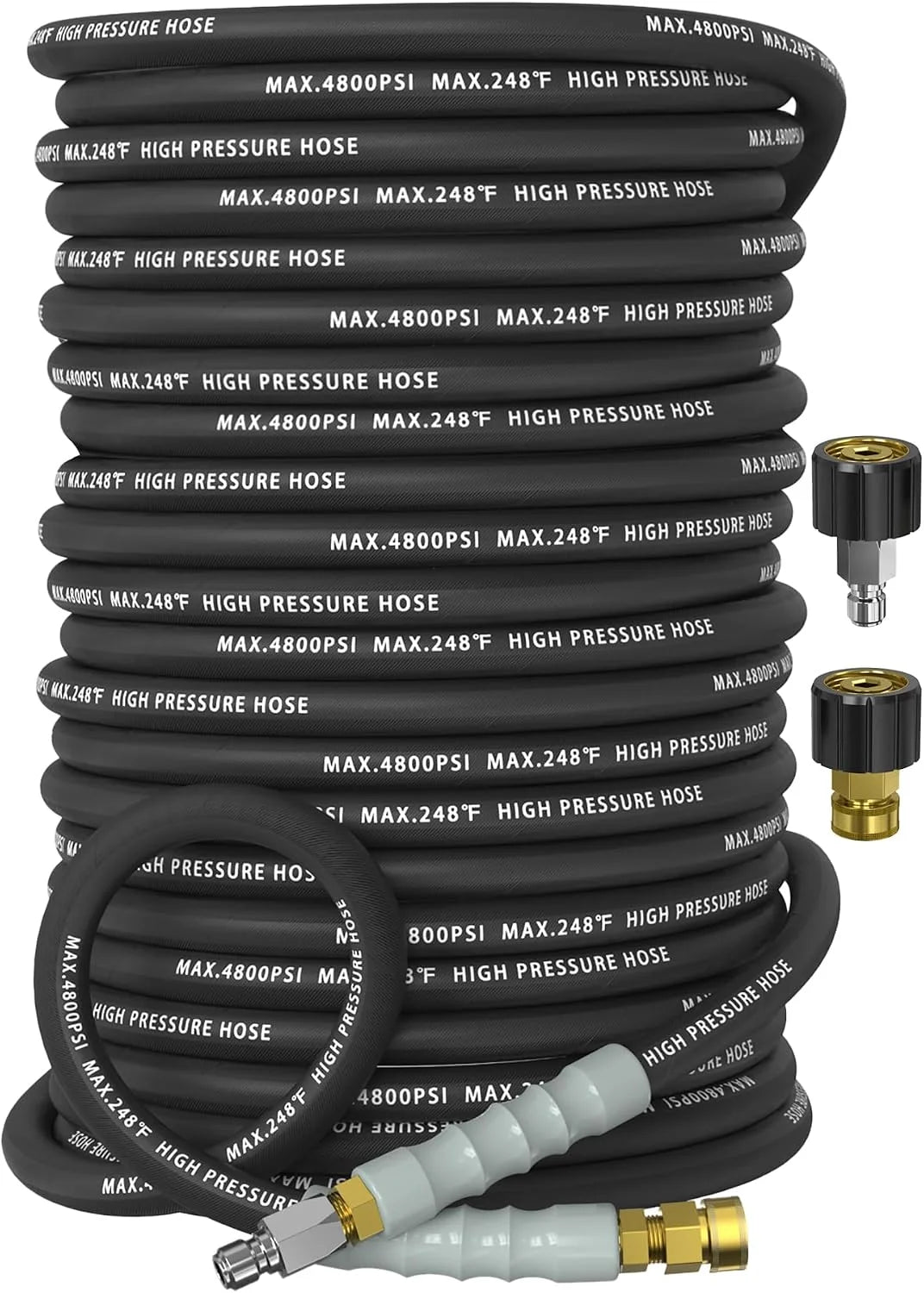 Discount 3/8 Pressure Washer Hose 50FT 4800 PSI, Kink Resistant Steel Braided Layer & NonMarking Rubber for Hot/Cold - Image 6