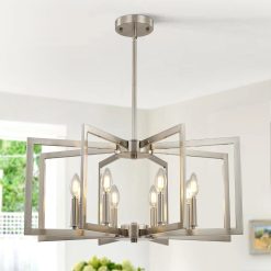 Discount 6-Light Modern Metal Geometric Chandelier£¬Kitchen Island Brushed Nickel Lighting Fixtures£¬Entryway Light