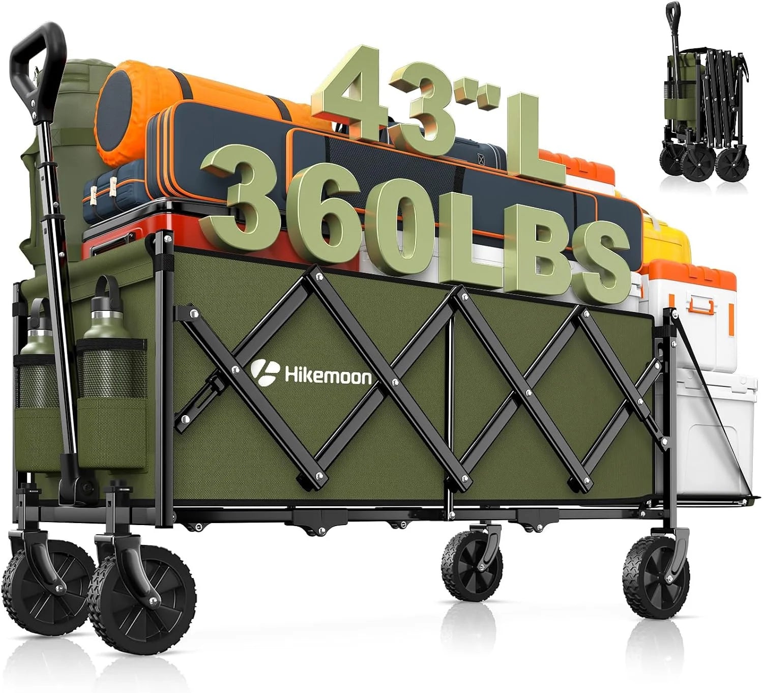 Discount 43” Extra Long Folding Wagon with Extended Tailgate, Black - Image 4