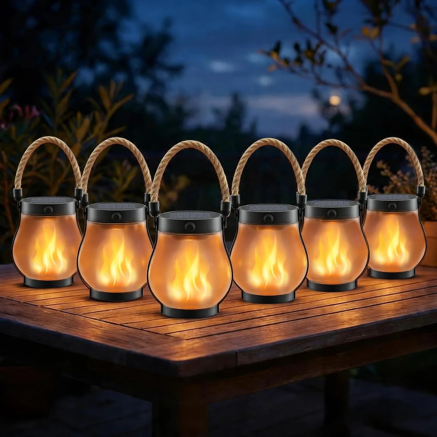 Discount Solar Lanterns Outdoor Waterproof 4 Pack, Outdoor Solar Lanterns with Flickering Flame Effect - Image 2
