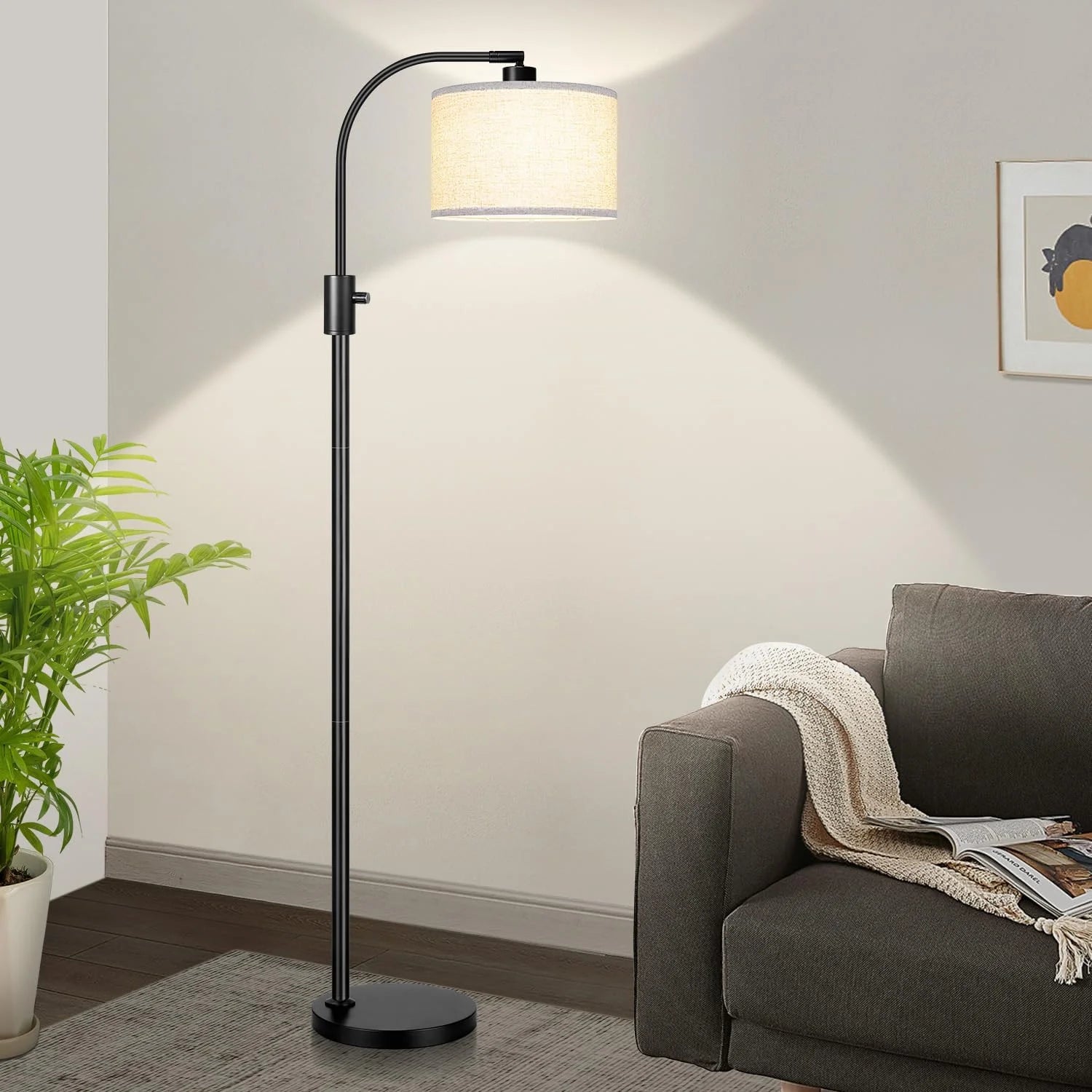 Discount Nintiue Upgraded Modern Arc Dimmable Tall Standing Floor Lamp with Linen Shade, Bulb Included - Image 17