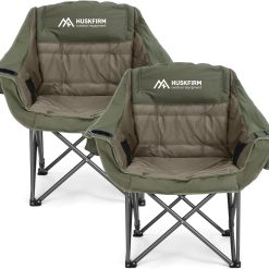 Discount 2 Pack Camping Chairs Oversized Padded Camping Chair Heavy-Duty Foldable Camping Chairs with Cup Holder