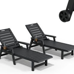 Discount Lounge Chair, Pool Lounge Chairs Set of 2, Waterproof Sun Loungers Chair, 5-Positions Adjustable Outdoor Lounge Chairs