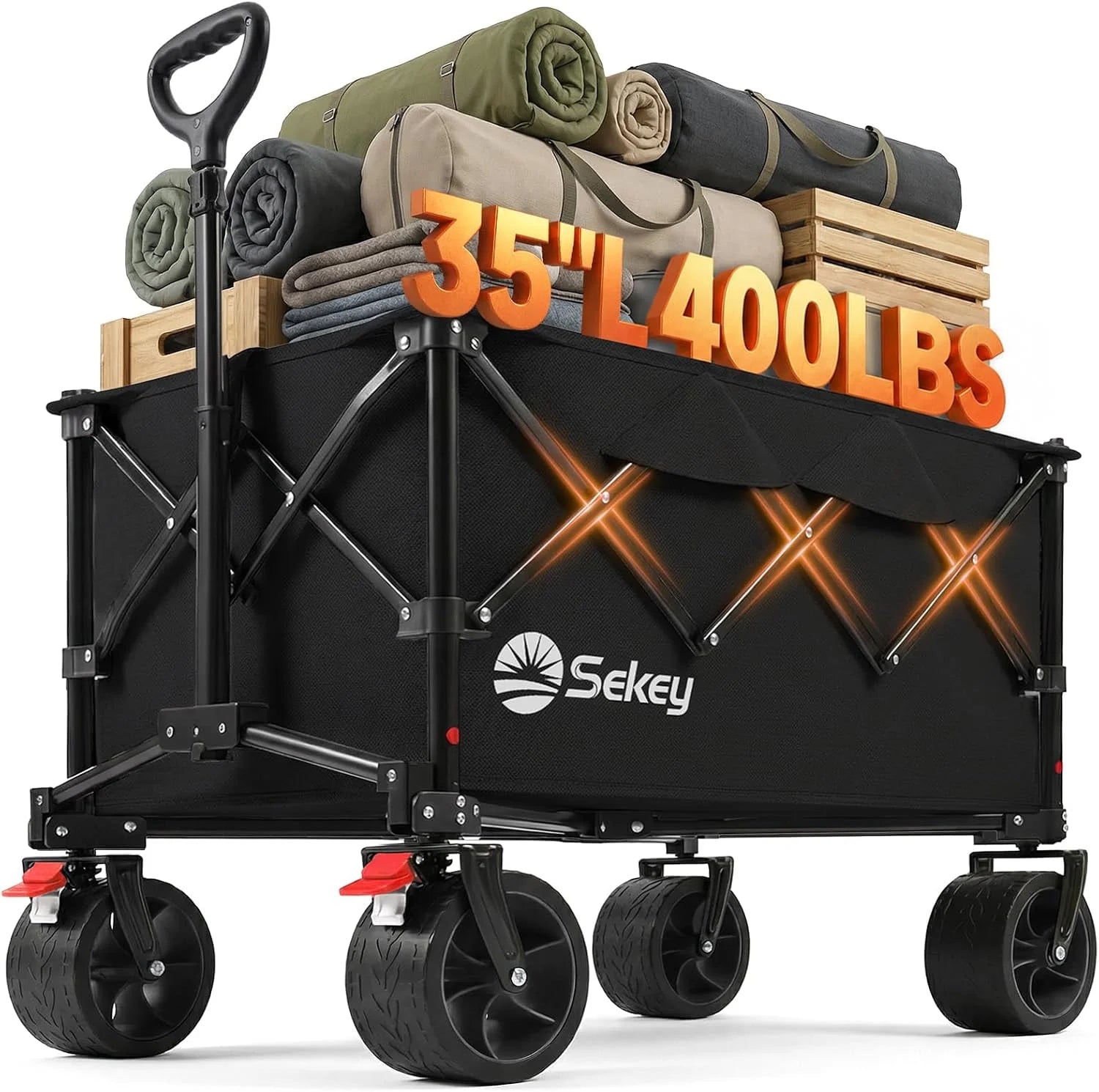 Discount 250L Wagons Carts Foldable with Big All-Terrian Beach Wheels, Collapsible Heavy Duty Wagon, Extra Large Folding Wagon - Image 6