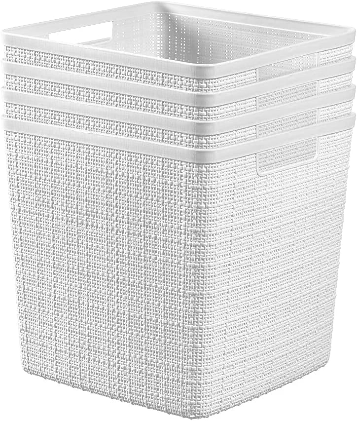 Discount Curver Set of 4 Large Cube 17L Jute Decorative Plastic Organization and Storage Baskets, Perfect Bins for Home - Image 17