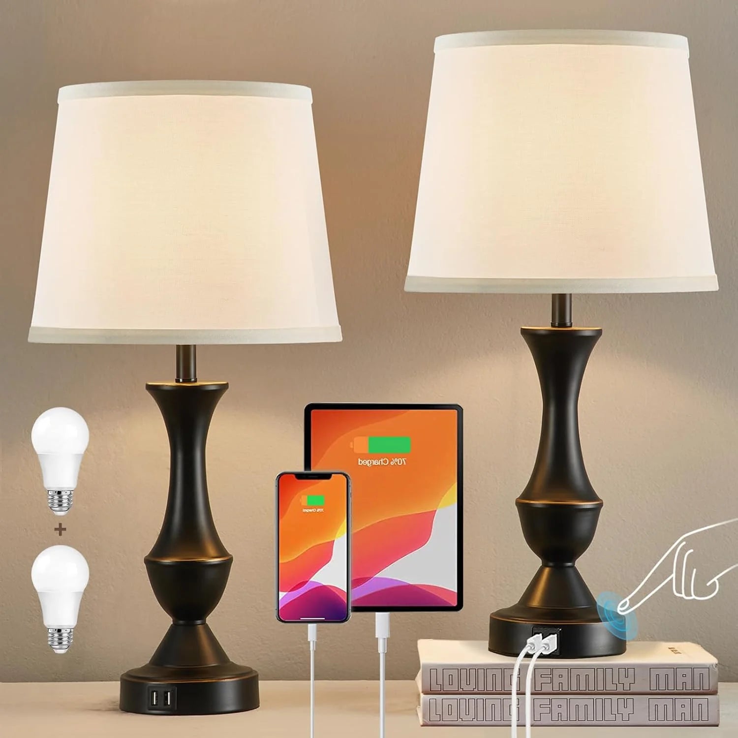 Discount Luvkczc Table Lamp Set of 2, 19 Farmhouse Vintage Bedside Lamps for Living Room & Bedroom - Image 7