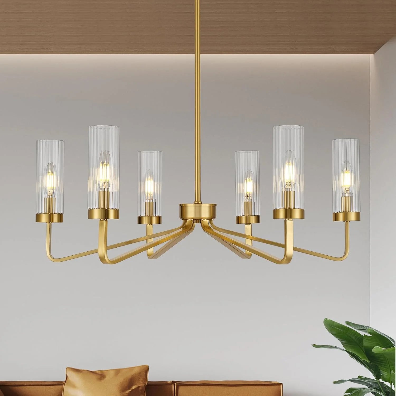 Discount ACANER 6-Light Brushed Gold Farmhouse Chandelier for Dining Room - Image 3