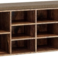 Alternative view of Discount Bifanuo Entryway Bench with Cushion – 10 Compartments Shoe Storage
