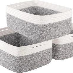 Alternative view of Discount Baskets for Organizing 3 Pack, Woven Baskets for Shelves, Closet Organizer Bins with Handle, Empty Gift