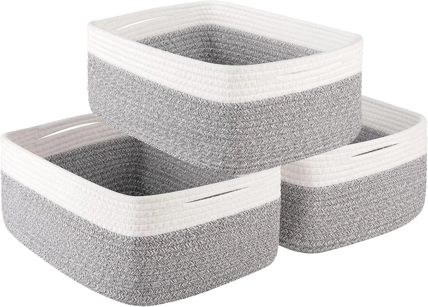 Discount Baskets for Organizing 3 Pack, Woven Baskets for Shelves, Closet Organizer Bins with Handle, Empty Gift - Image 2