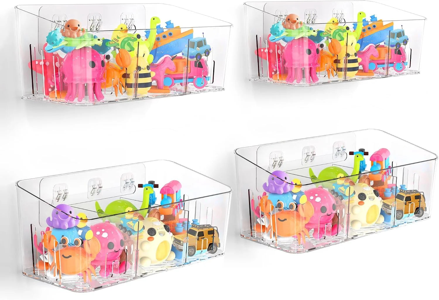 Discount Bath Toy Storage 2 Packs, Large Bath Toy Holder, 3 Compartments, Quick-Dry, BPA-Free Bathtub Toy Organizer - Image 2