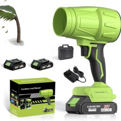 Discount Blower 2×6.0Ah Battery & Charger, Electric Cordless Leaf Blower(Green) – For Yard Cleanup