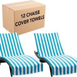 Discount California Chaise Lounge Cover Towel with Pocket – Pack of 2 – Striped 100% Cotton Cabana Cover for Beach Pool – For Home Projects