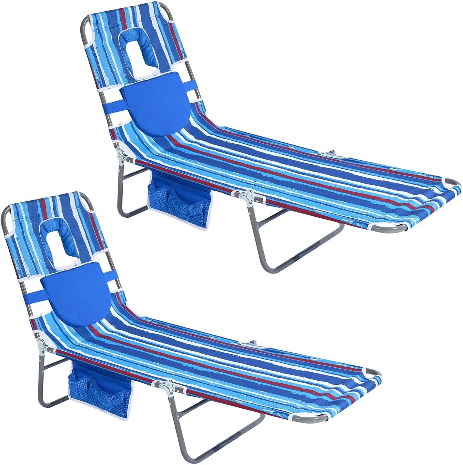 Special Beach Lounge Chair, Reclining Beach Chairs Lay Flat, Folding Camping Chairs Portable Camp Cot with Backpack - Image 3