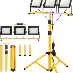 Discount 21000Lumen LED Work Lights with Stand, 3 Head Portable Work Light with 16FT Cord, IP66 Waterproof Tripod