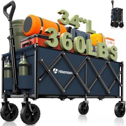 Alternative view of Discount 34” Extra Long Folding Portable Wagon Cart, 120L 360LBS Black, Heavy Duty