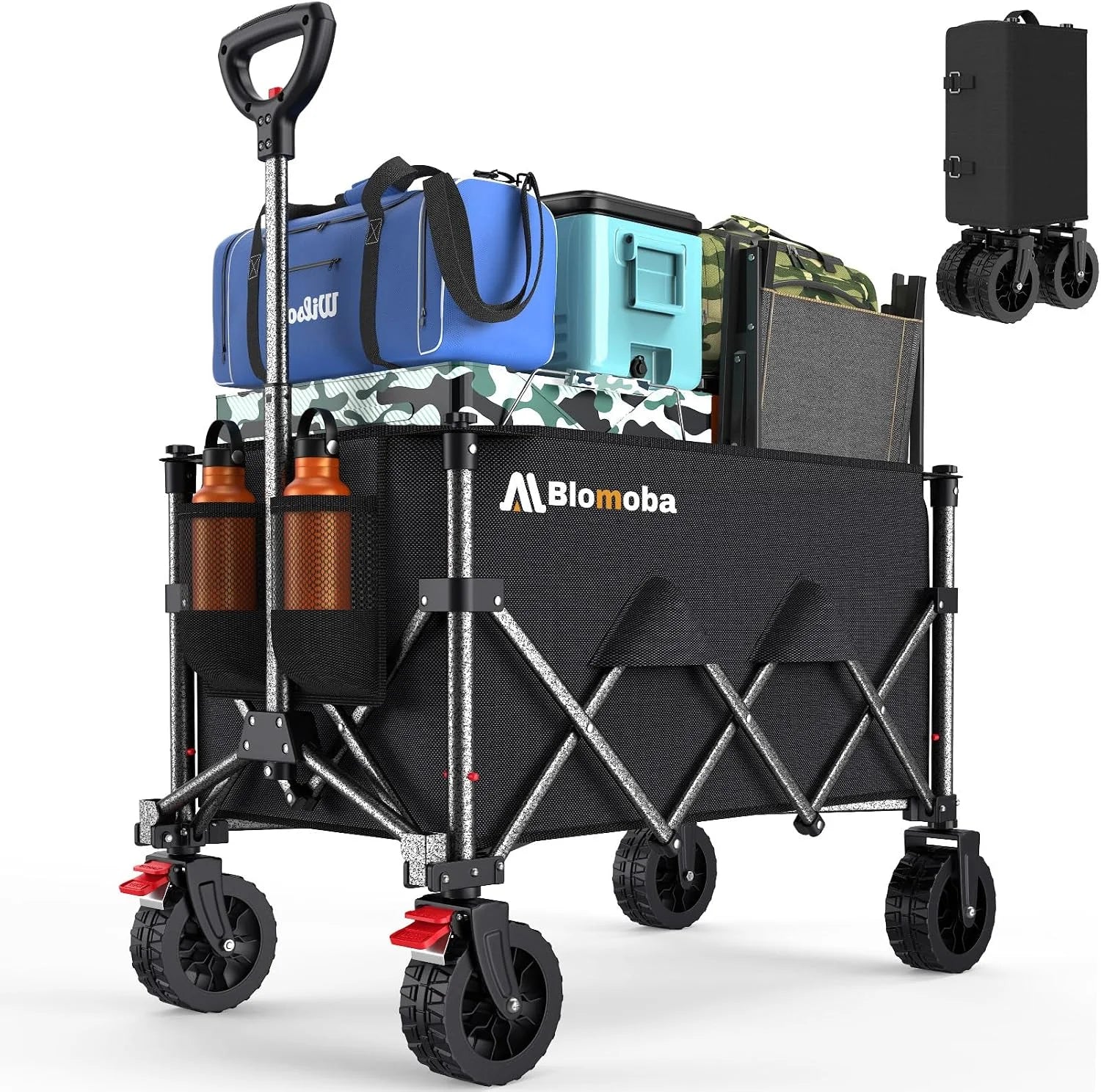 Discount Blomoba Collapsible Wagon Cart, 220LBS Utility Wagon with Wheels, Black - Image 2