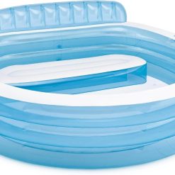 Discount INTEX Swim Center Inflatable Family Lounge Pool: Built-In Bench " Cup Holder " 156 Gallon Capacity " 90 x 86 x 31 " Blue