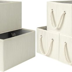 Alternative view of Discount StorageWorks Fabric Storage Bins with Rope Handles, Beige, Extra Large, Collapsible Closet Storage Bins, Closet