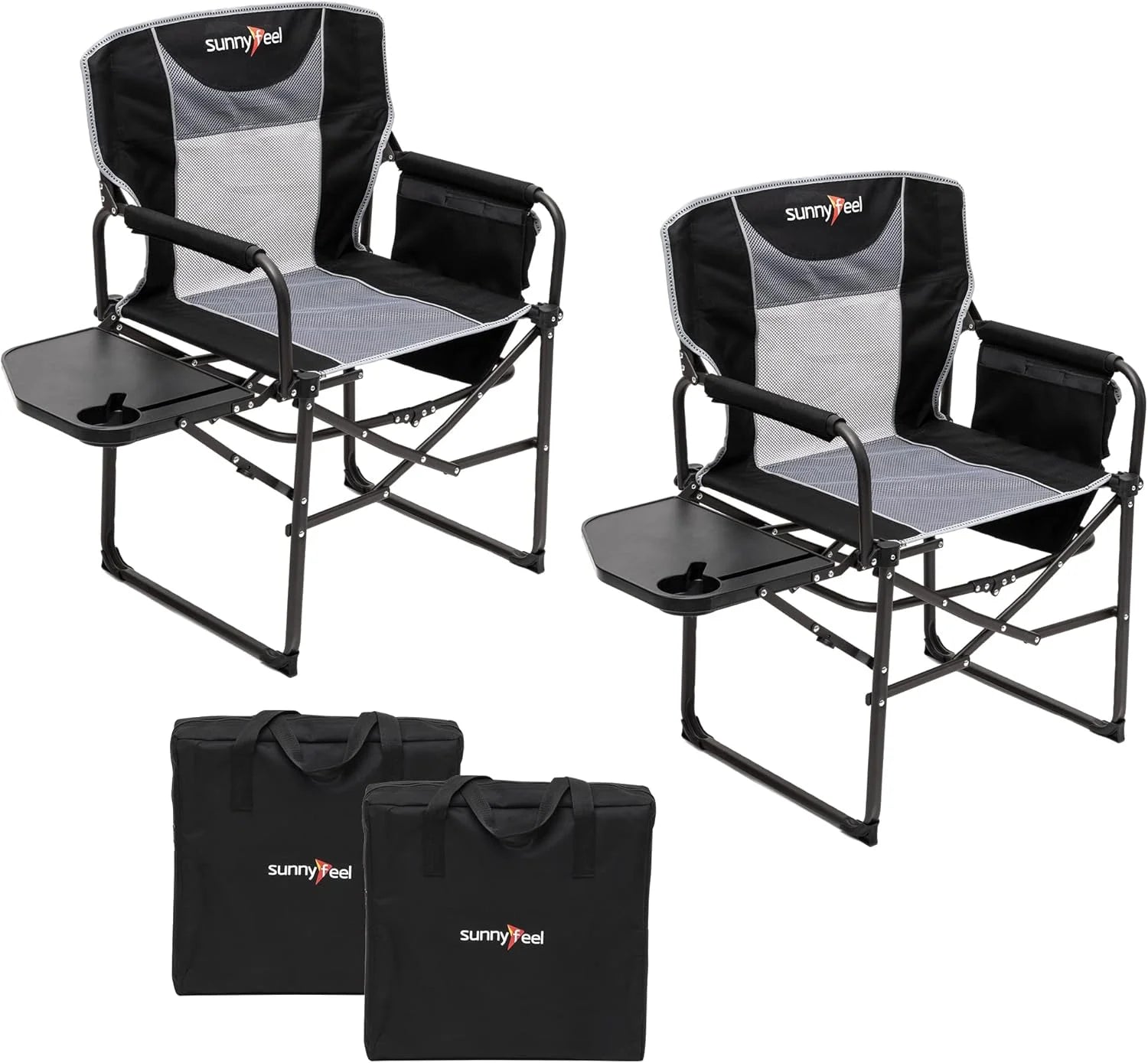 Discount SUNNYFEEL Camping Directors Chair, Heavy Duty, Oversized Portable Folding Chair with Side Table - Image 17